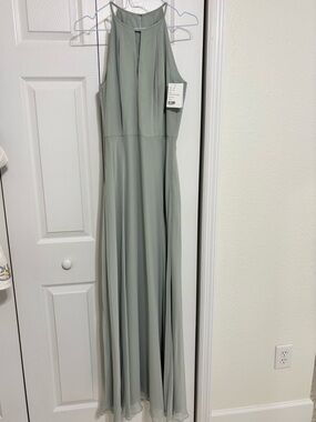 After Six Sleeveless Halter Maxi Dress in Sage Green